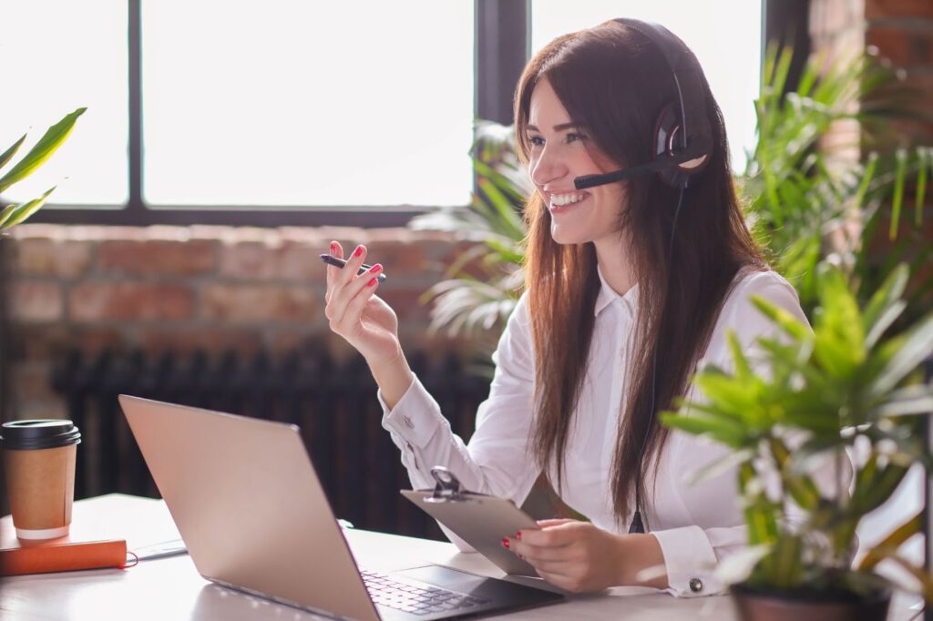 Woman worker as customer service